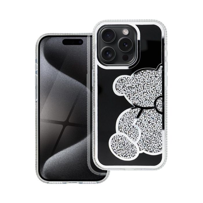 Obal TEDDY BEAR Case Apple iPhone 16e strieborný