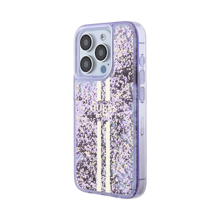 Obal Guess PC/TPU Liquid Glitter Gold Stripe Apple iPhone 15 Pro Max GUHCP15XLFCSEGU Purple