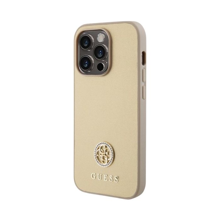 Obal Guess PU 4G Strass Metal Logo Apple iPhone 15 Pro Max GUHCP15XPS4DGPD Gold